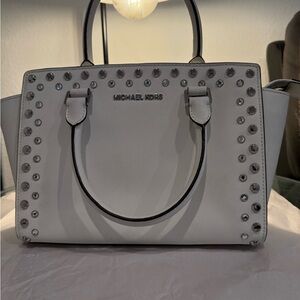 Michael Kors White Satchel with Studded Details